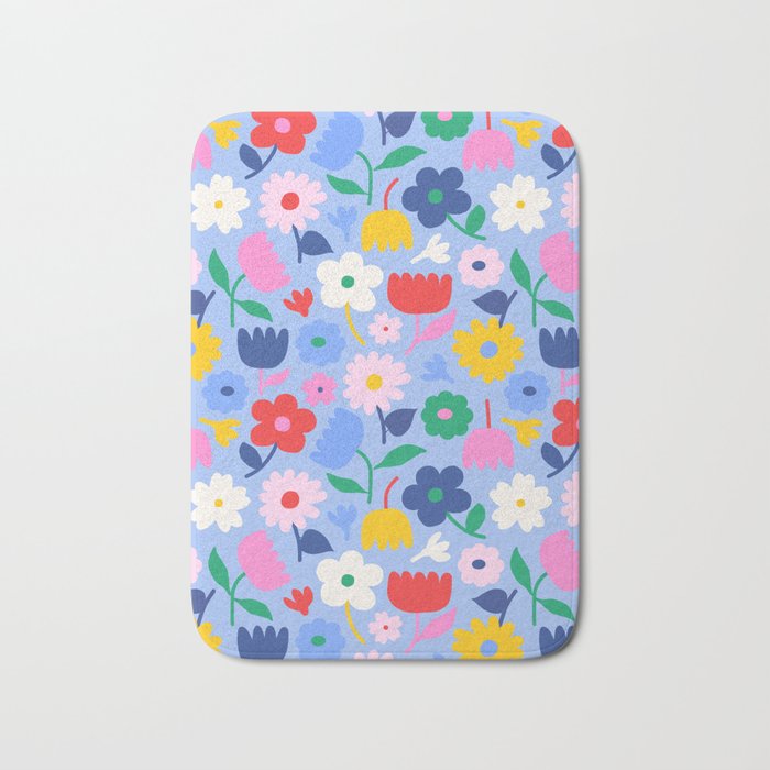 Floral Medley - sky Bath Mat Gallery Image 1