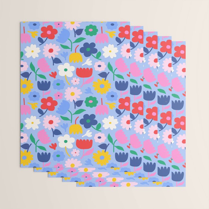 Floral Medley - sky Wrapping Paper Gallery Image 3