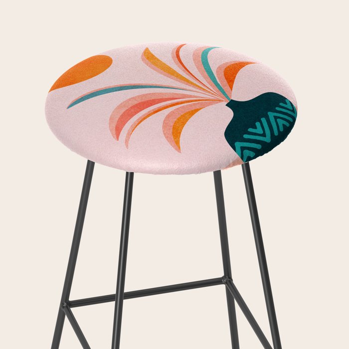 Sun Worship Colorful Plant Illustration Stool Gallery Image 2
