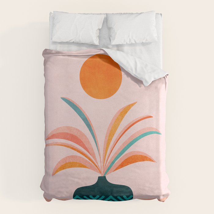 Sun Worship Colorful Plant Illustration Duvet Cover Gallery Image 6