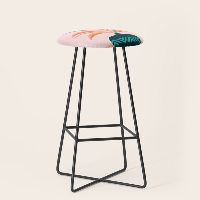 Sun Worship Colorful Plant Illustration Stool Gallery Image 1