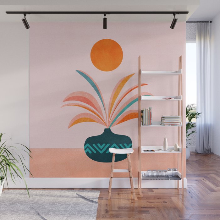 Sun Worship Colorful Plant Illustration Wall Mural Gallery Image 1
