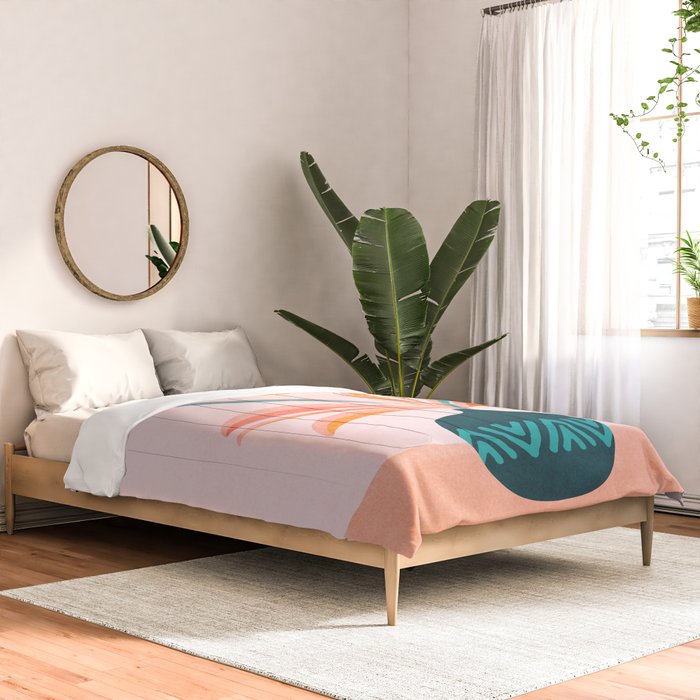 Sun Worship Colorful Plant Illustration Comforter Gallery Image 2
