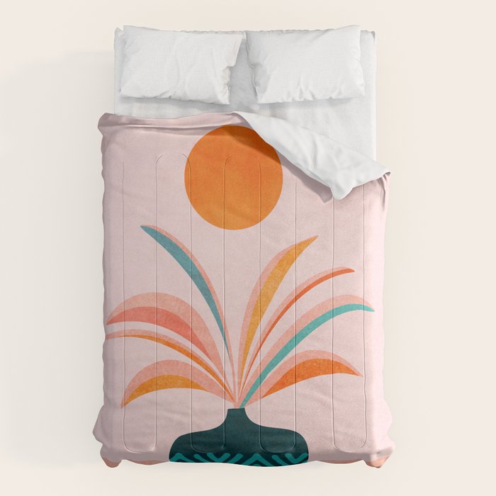 Sun Worship Colorful Plant Illustration Comforter Gallery Image 1