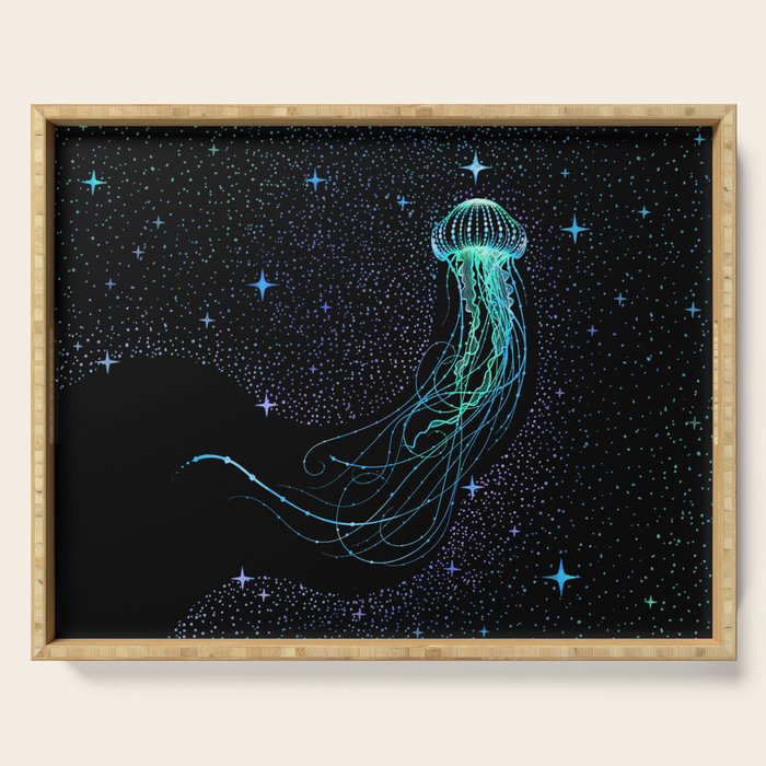 Starry jellyfish - Colored Serving Tray Gallery Image 1