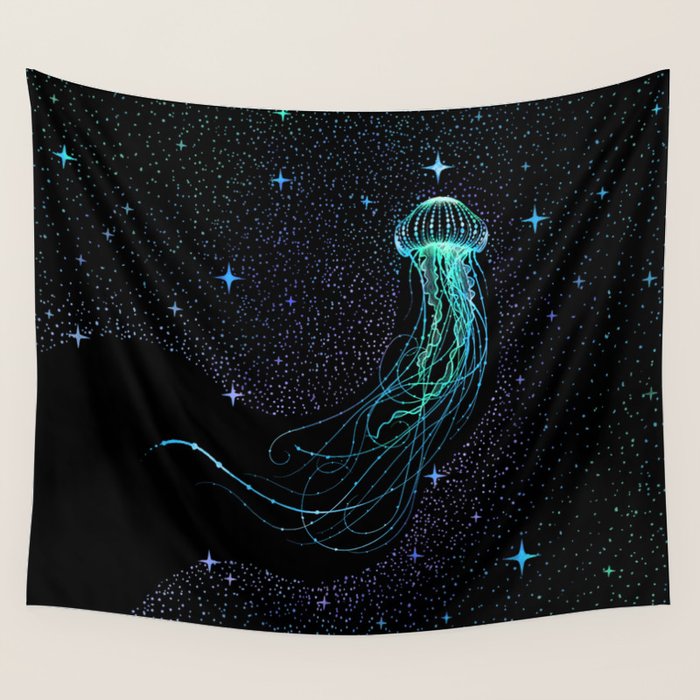 Starry jellyfish - Colored Wall Tapestry
