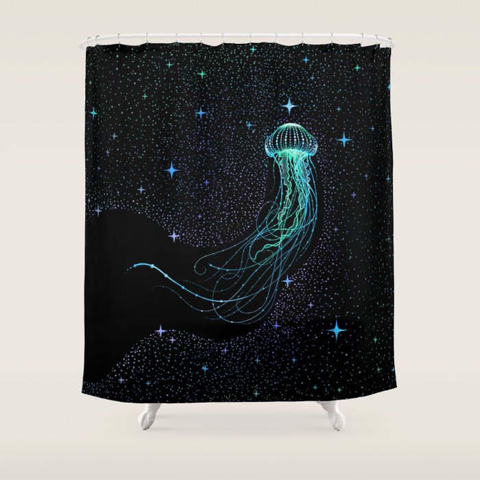 Starry jellyfish - Colored Shower Curtain Gallery Image 1
