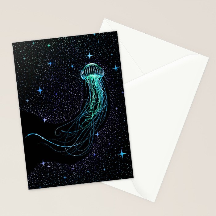 Starry jellyfish - Colored Stationery Card Gallery Image 2