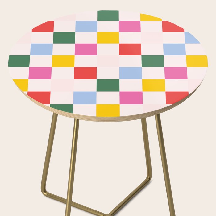 Retro Bauhaus Pattern | Abstract Shapes | Geometric Checks Side Table Gallery Image 2