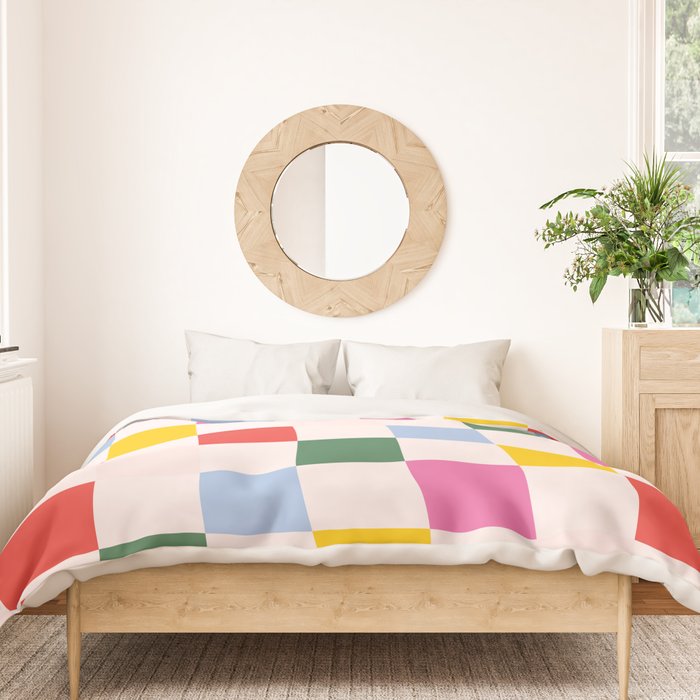 Retro Bauhaus Pattern | Abstract Shapes | Geometric Checks Duvet Cover Gallery Image 3