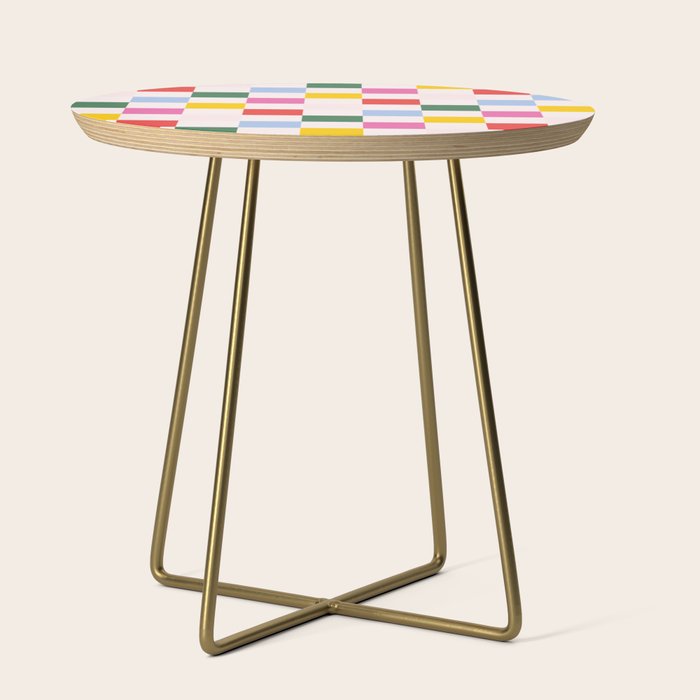 Retro Bauhaus Pattern | Abstract Shapes | Geometric Checks Side Table Gallery Image 1