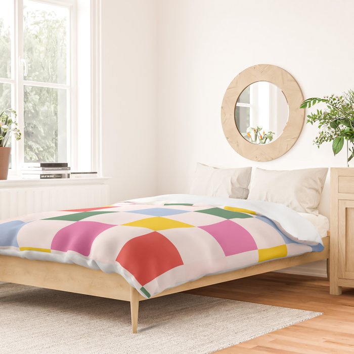 Retro Bauhaus Pattern | Abstract Shapes | Geometric Checks Duvet Cover Gallery Image 2