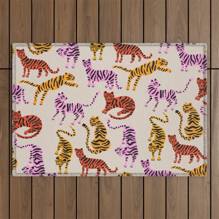 Tiger Collection - Pink & Yellow Palette Outdoor Rug Gallery Image 1