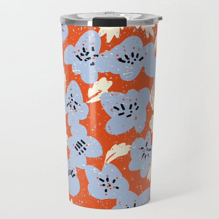 Big flowers in my garden orange - pattern Travel Mug Gallery Image 1