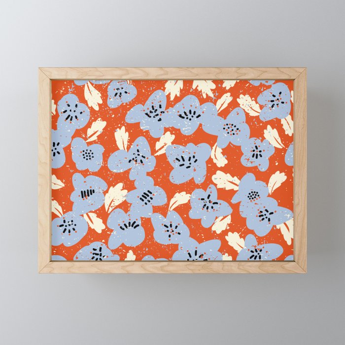 Big flowers in my garden orange - pattern Mini Art Print Gallery Image 1