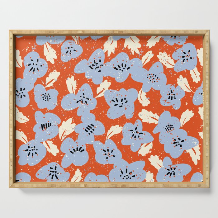 Big flowers in my garden orange - pattern Serving Tray Gallery Image 1