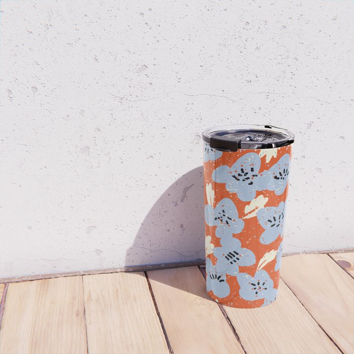 Big flowers in my garden orange - pattern Travel Mug Gallery Image 4