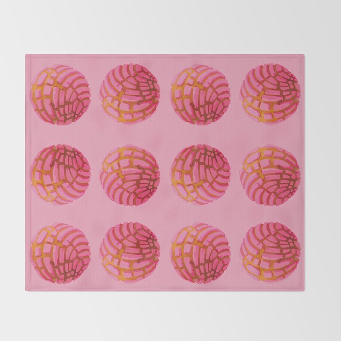 Pink concha bread mexican concha pan dulce mexican food lover Throw Blanket Gallery Image 2