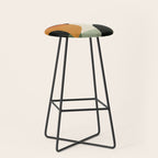 Earthy Mid-Century Abstract Composition in Olive, Rust, and Charcoal Tones Stool Gallery Image 1
