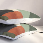 Earthy Mid-Century Abstract Composition in Olive, Rust, and Charcoal Tones Pillow Sham Gallery Image 3