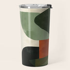 Earthy Mid-Century Abstract Composition in Olive, Rust, and Charcoal Tones Travel Mug Gallery Image 2