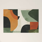 Earthy Mid-Century Abstract Composition in Olive, Rust, and Charcoal Tones Welcome Mat Gallery Image 1