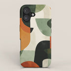 Earthy Mid-Century Abstract Composition in Olive, Rust, and Charcoal Tones iPhone Case Gallery Image 1