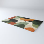 Earthy Mid-Century Abstract Composition in Olive, Rust, and Charcoal Tones Rug Gallery Image 3