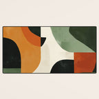 Earthy Mid-Century Abstract Composition in Olive, Rust, and Charcoal Tones Desk Mat Gallery Image 3