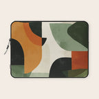 Earthy Mid-Century Abstract Composition in Olive, Rust, and Charcoal Tones Laptop Sleeve Gallery Image 1