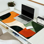 Earthy Mid-Century Abstract Composition in Olive, Rust, and Charcoal Tones Desk Mat Gallery Image 2