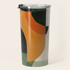 Earthy Mid-Century Abstract Composition in Olive, Rust, and Charcoal Tones Travel Mug Gallery Image 3