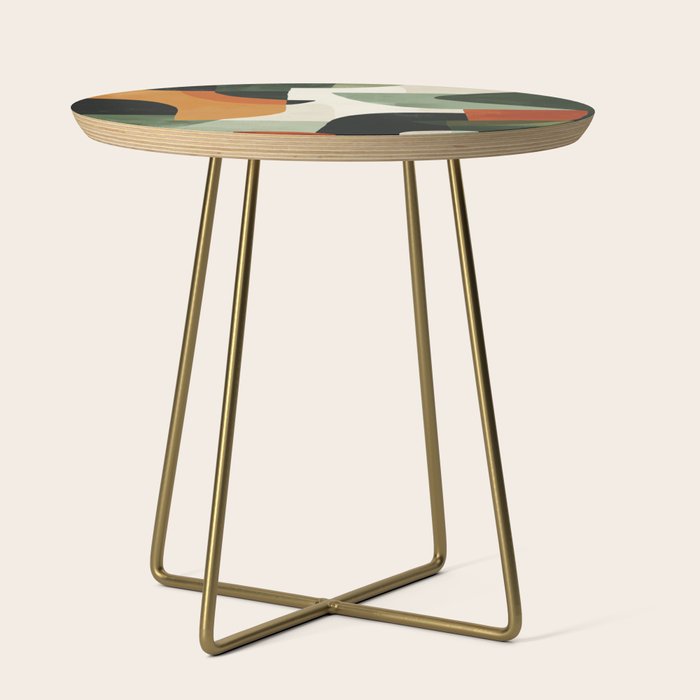 Earthy Mid-Century Abstract Composition in Olive, Rust, and Charcoal Tones Side Table Gallery Image 1