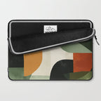 Earthy Mid-Century Abstract Composition in Olive, Rust, and Charcoal Tones Laptop Sleeve Gallery Image 2