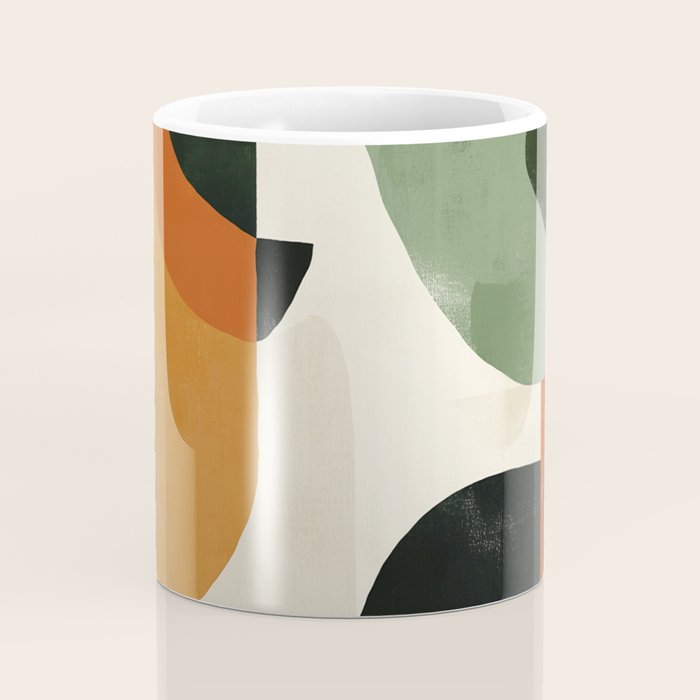 Earthy Mid-Century Abstract Composition in Olive, Rust, and Charcoal Tones Coffee Mug Gallery Image 4