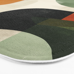 Earthy Mid-Century Abstract Composition in Olive, Rust, and Charcoal Tones Bath Mat Gallery Image 3