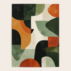 Earthy Mid-Century Abstract Composition in Olive, Rust, and Charcoal Tones Poster Gallery Image 4