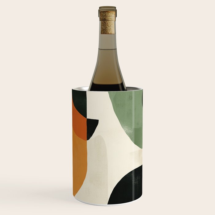 Earthy Mid-Century Abstract Composition in Olive, Rust, and Charcoal Tones Wine Chiller Gallery Image 1