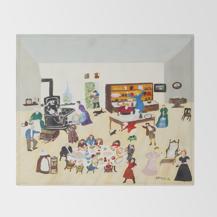 Anna Mary Robertson 'Grandma' Moses Thanksgiving American Folk Art Throw Blanket Gallery Image 2