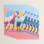 Horses with Polka Dots, Animals Wildlife Pastel Illustration, Chic Pink Yellow Horse Eclectic Bohemian Painting Wrapping Paper Gallery Image 3