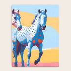 Horses with Polka Dots, Animals Wildlife Pastel Illustration, Chic Pink Yellow Horse Eclectic Bohemian Painting Notebook Gallery Image 4