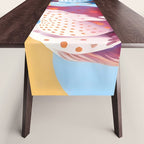 Horses with Polka Dots, Animals Wildlife Pastel Illustration, Chic Pink Yellow Horse Eclectic Bohemian Painting Table Runner Gallery Image 1