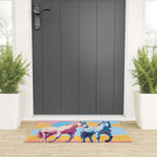 Horses with Polka Dots, Animals Wildlife Pastel Illustration, Chic Pink Yellow Horse Eclectic Bohemian Painting Welcome Mat Gallery Image 3