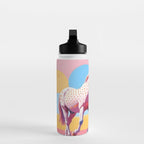 Horses with Polka Dots, Animals Wildlife Pastel Illustration, Chic Pink Yellow Horse Eclectic Bohemian Painting Water Bottle Gallery Image 3