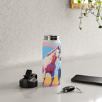 Horses with Polka Dots, Animals Wildlife Pastel Illustration, Chic Pink Yellow Horse Eclectic Bohemian Painting Water Bottle Gallery Image 4