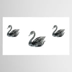 Elegant black white hand painted watercolor swan Tablecloth Gallery Image 2