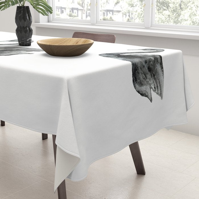 Elegant black white hand painted watercolor swan Tablecloth Gallery Image 3