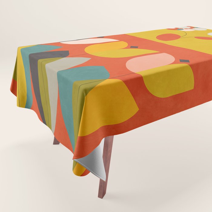 mid century bauhaus floral large 1 Tablecloth Gallery Image 1