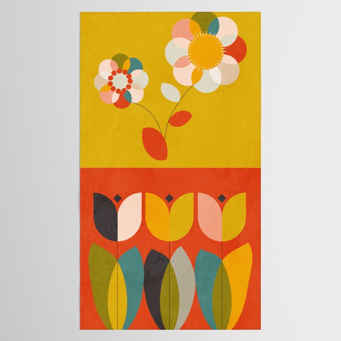 mid century bauhaus floral large 1 Tablecloth Gallery Image 2