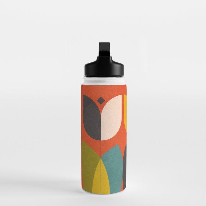 mid century bauhaus floral large 1 Water Bottle Gallery Image 3